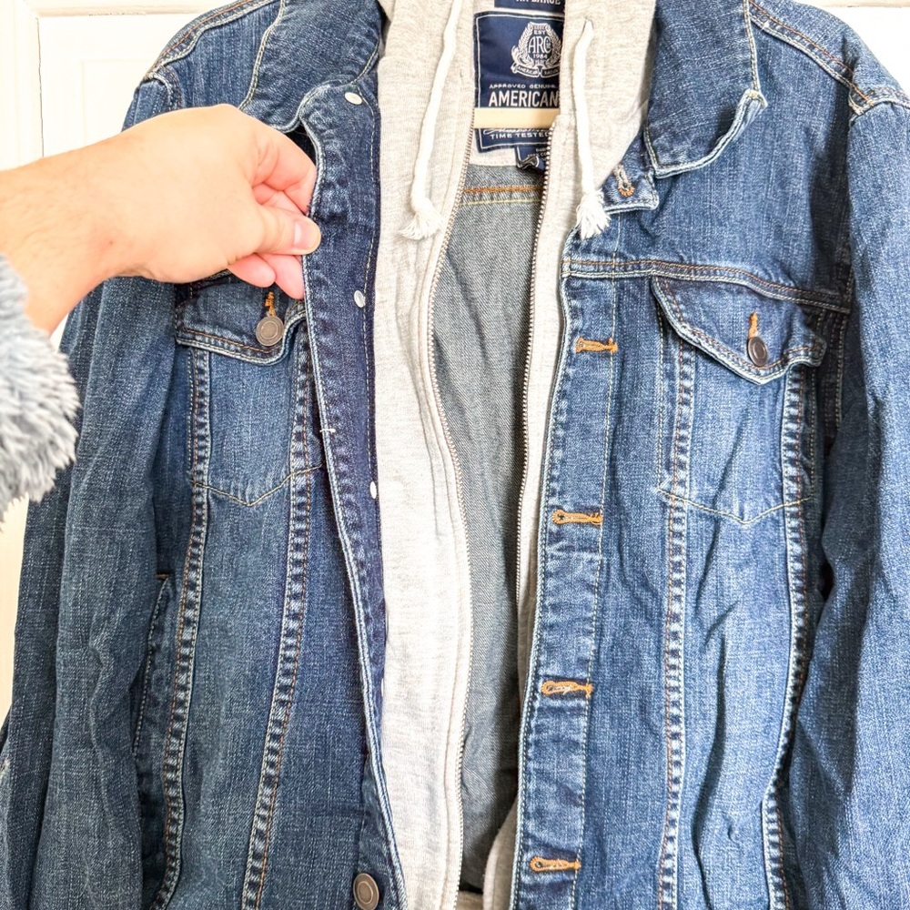 American Rag Denim Jacket with Gray Hood - Picture 4 of 8